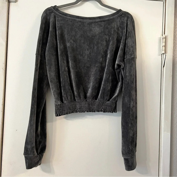 SAVVI Natasha Velour Velvet Sweater Cinched Gray Soft Large - Picture 6 of 8